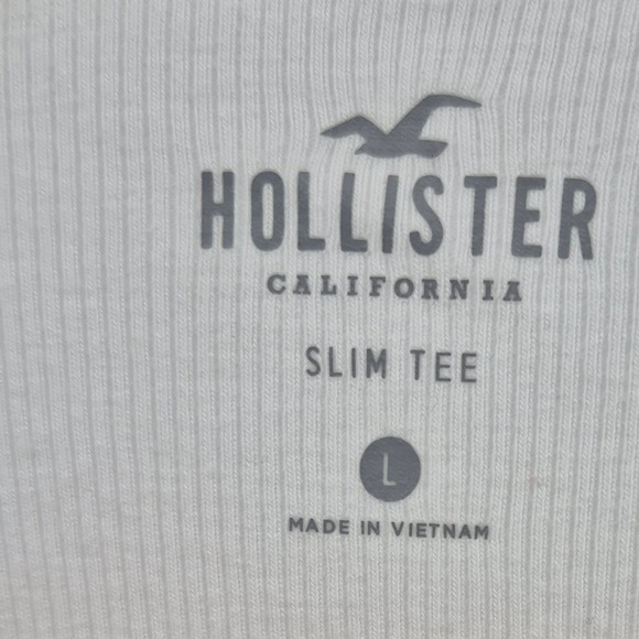 Hollister Womens Y2K White Slim Fit Long Sleeve V Neck T Shirt Stripes Sz RetroL - Picture 4 of 11